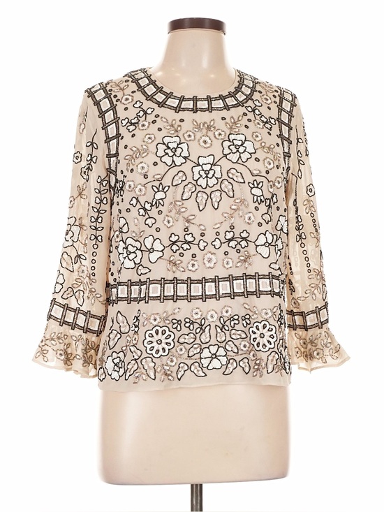 Needle & Thread Tops - Needle & Thread Beaded Floral Lace-Sleeve Blouse 10